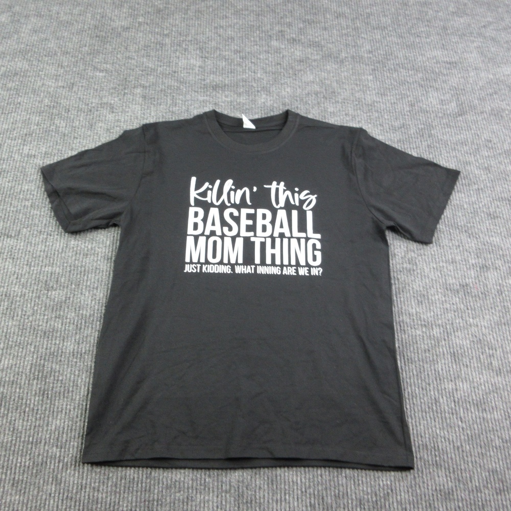 Killin' This Baseball Mom Thing Shirt Womens L Black Crewneck Graphic Tee